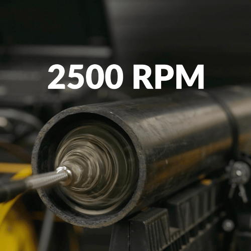 Chain knocker at 2,500 RPM, chains floating and riding the pipe wall evenly
